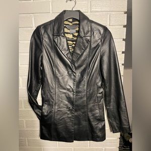 A-Wear Assentials Black Leather Blazer Jacket
